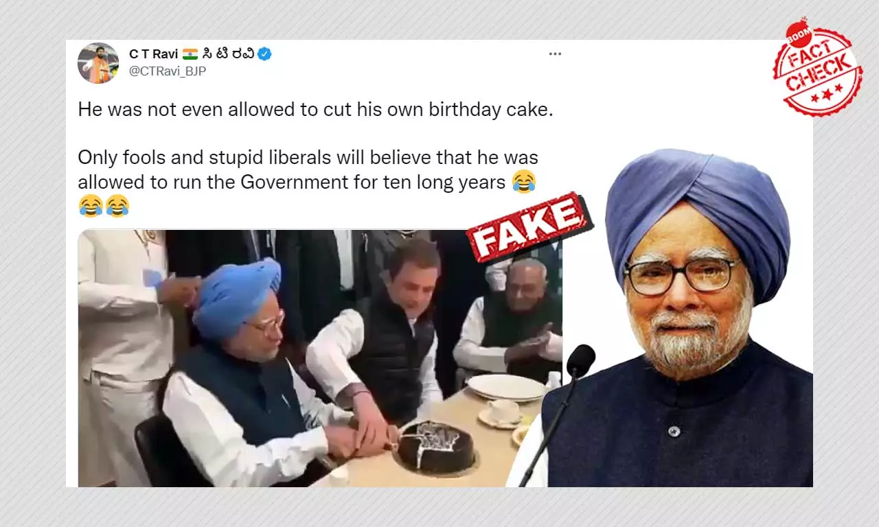 Video Does Not Show Rahul Gandhi Cutting Manmohan Singhs Birthday Cake