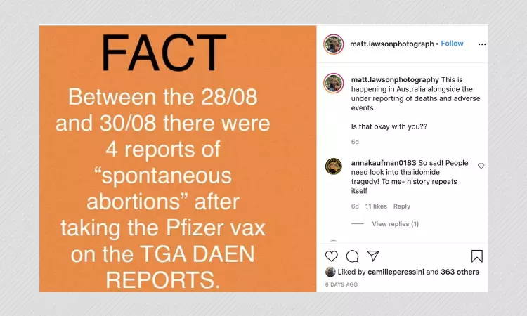 Australia Has Not Reported Four Miscarriages Caused By COVID-19 Vaccines