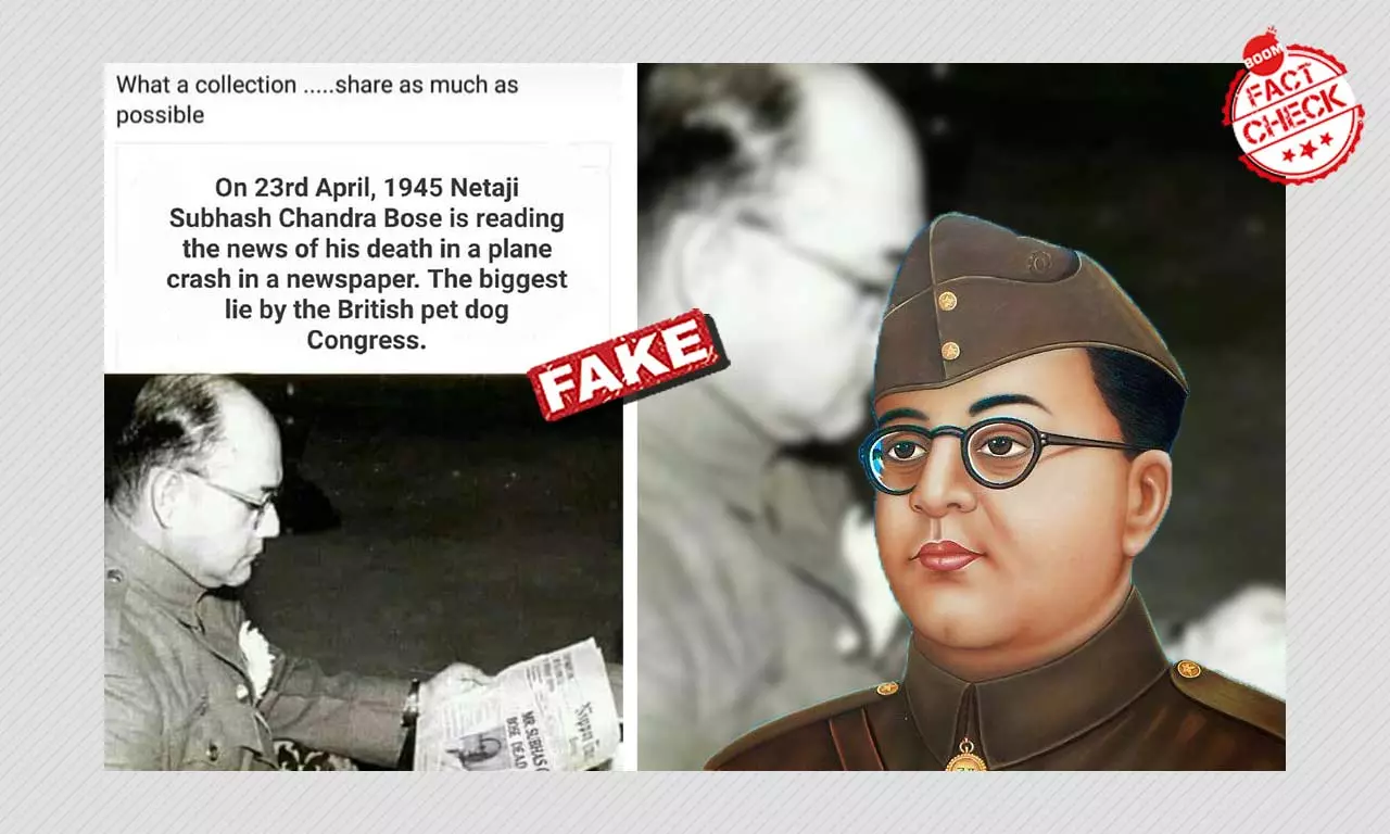 Photo Of Subhas Chandra Bose Reading News Of Own Death Is Morphed