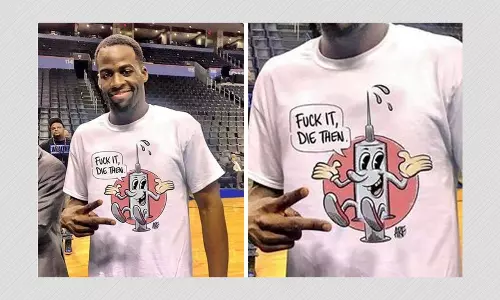 Photo Of Draymond Green Wearing Vaccine Themed Shirt Is Doctored