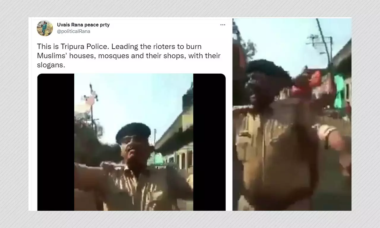 Old Video Falsely Shared As Tripura Police Leading Rioters Chanting Jai Shri Ram