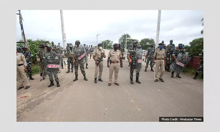 Image shows Tripura Police standing guard