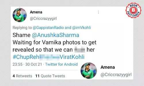 Twitter User Threatening Kohlis Daughter With Rape Is From India, Not Pak