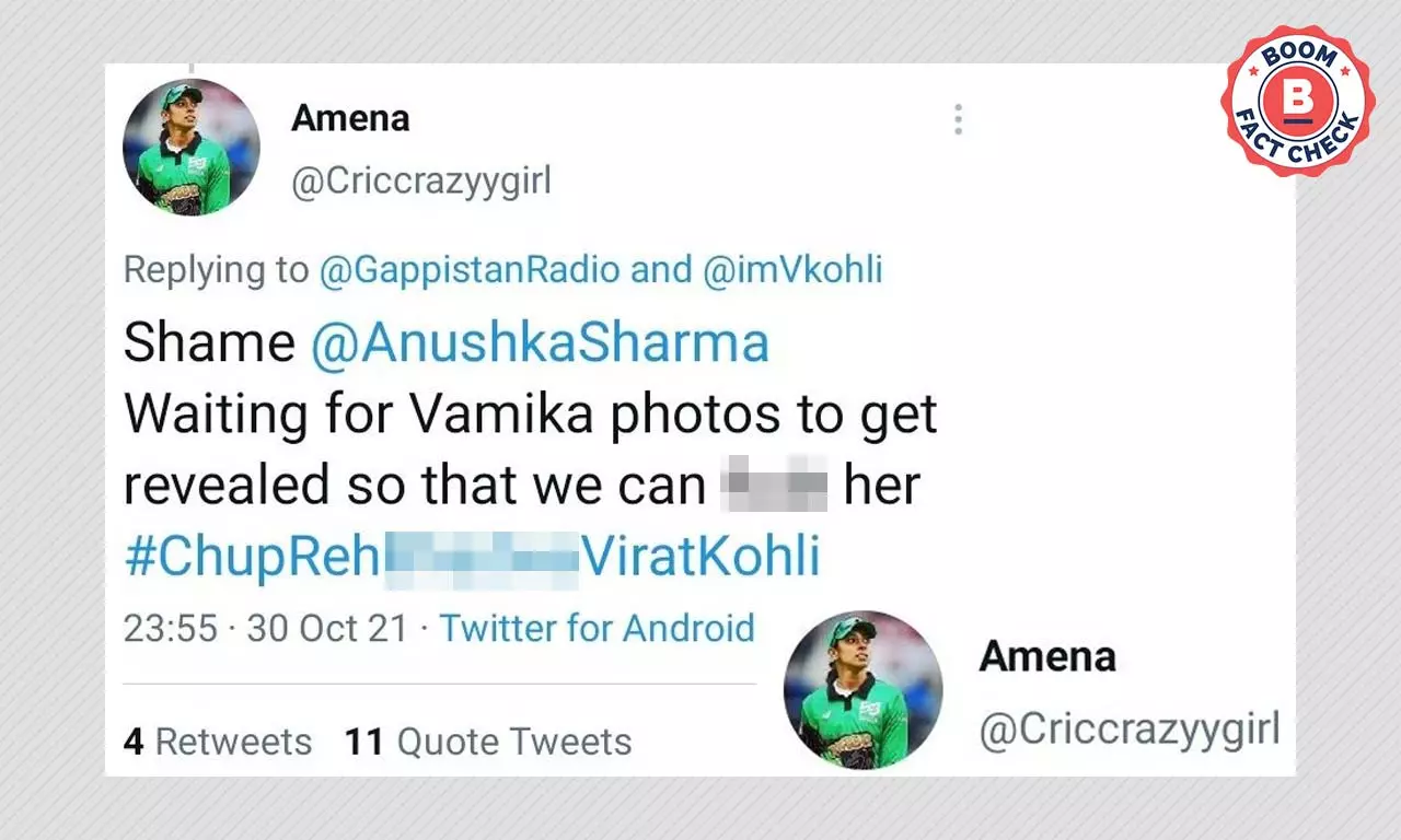 Twitter User Threatening Kohlis Daughter With Rape Is From India, Not Pak