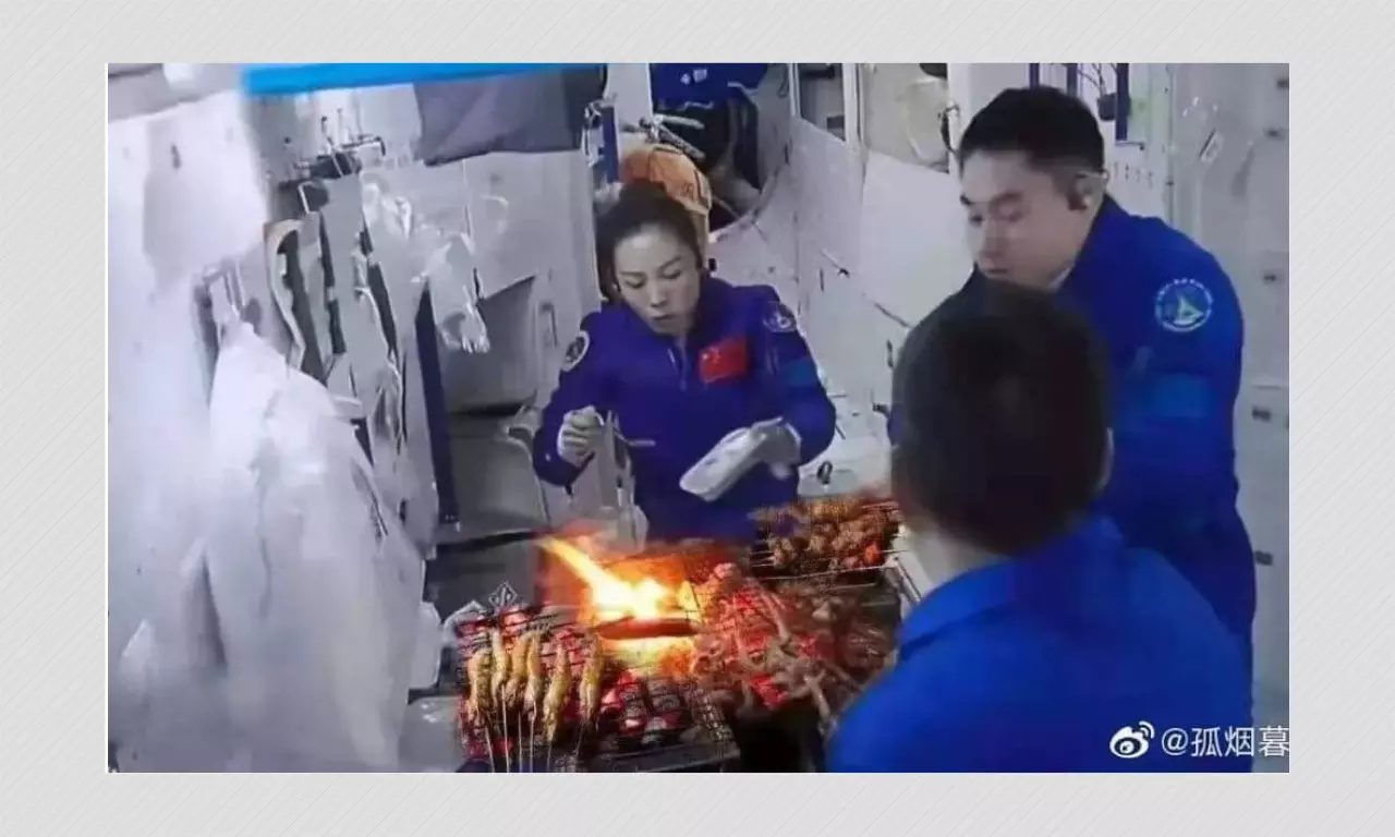 Morphed Image Of Chinese Astronauts Barbecuing On Board Shared Online