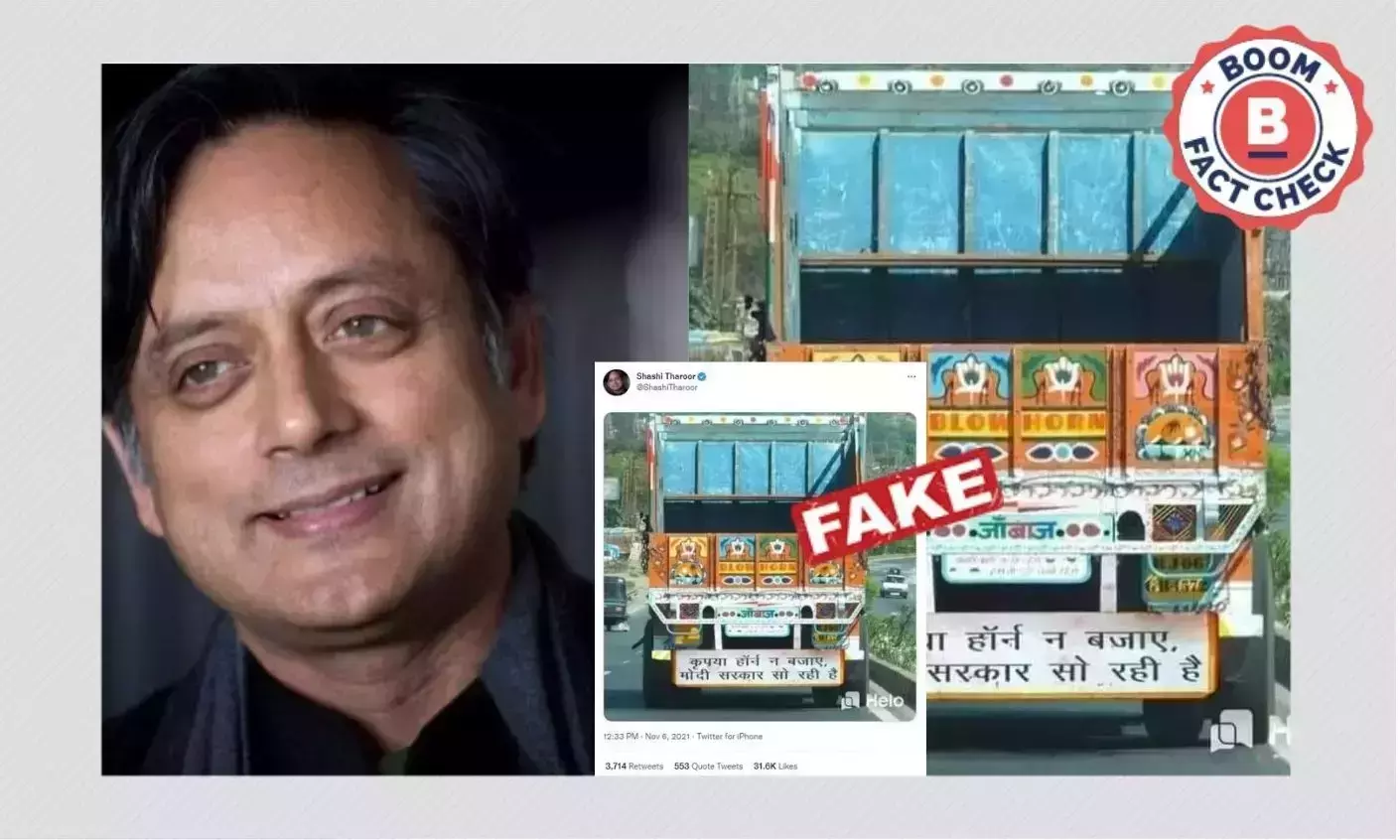 Shashi Tharoor Tweets Morphed Image Of Truck Taking Dig At PM Modi