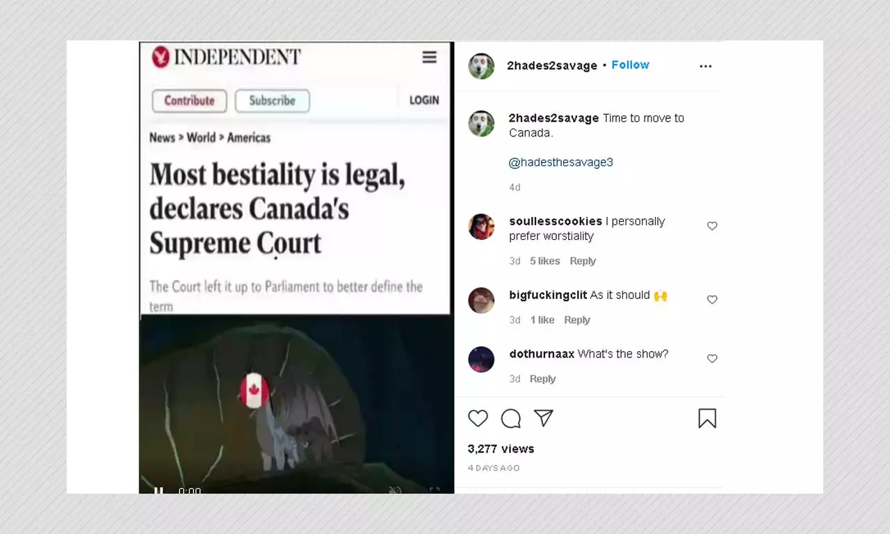 Bestiality Is Not Legal In Canada As Social Media Posts Claim Bestiality Is Not Legal In Canada As Social Media Posts Claim