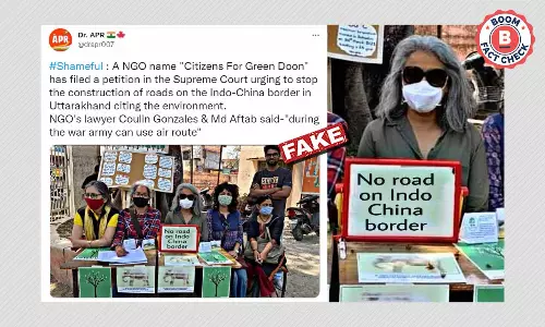 Photo Of Placard Opposing Road Construction On Indo-China Border Is Morphed