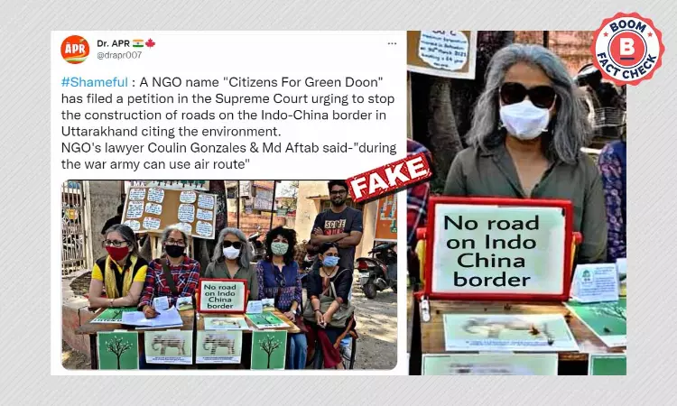 Photo Of Placard Opposing Road Construction On Indo-China Border Is Morphed