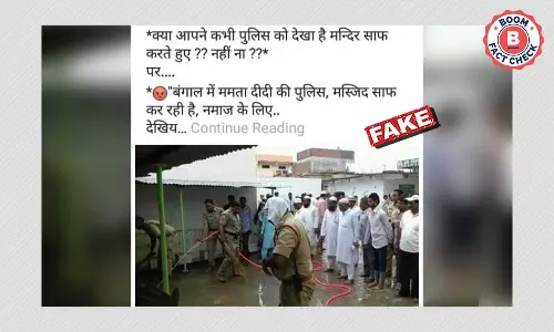 Photo From Telangana Falsely Shared As Cops Cleaning Mosque In West Bengal