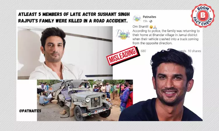 Unrelated Image Shared As Sushant Singh Rajput Relatives Car Crash
