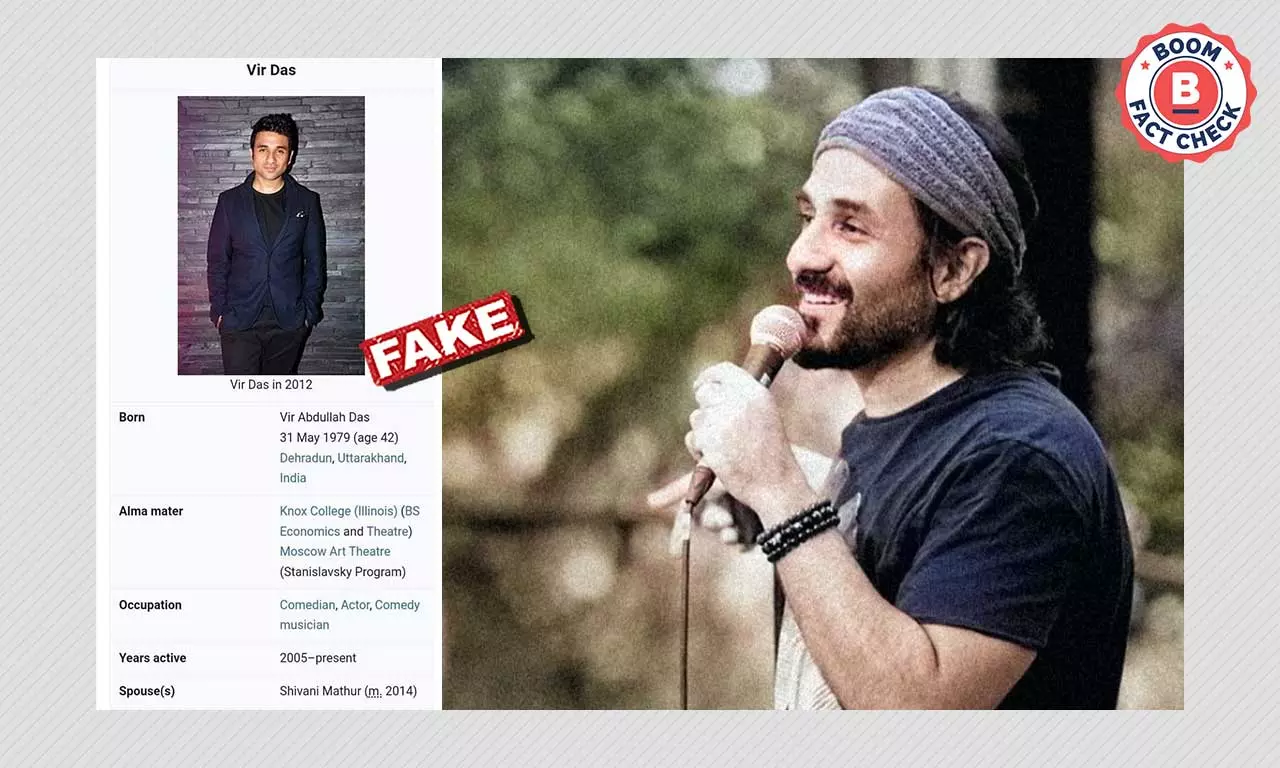 Vir Das Wiki Page Vandalised To Make False Claim Of Him Being A Muslim