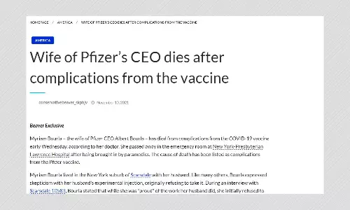 No, Pfizer CEOs Wife Has Not Died After Taking COVID-19 Vaccine