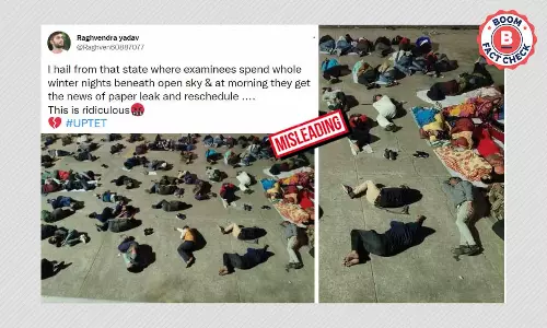 Photo Of Protesters From Rajasthan Shared As UP TET Exam Aspirants