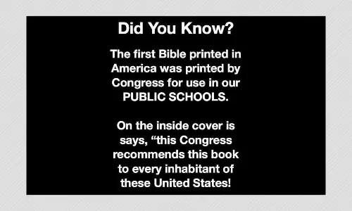 Did The US Congress Print The First Bible In America For Public Schools?