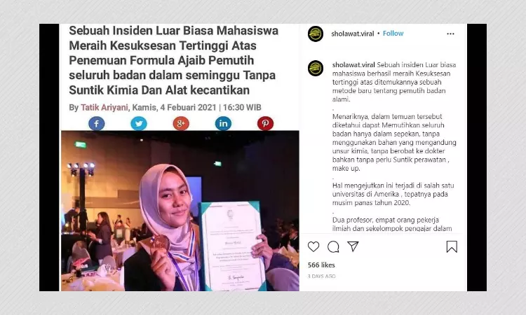 Indonesian Student Won Prize For Fishing Device And Not Skin Whitening Formula