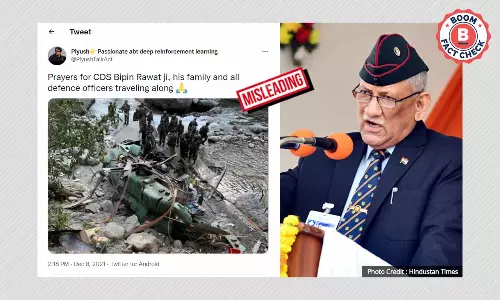 This Photo Does Not Show CDS Bipin Rawats Helicopter Crash In Coonoor