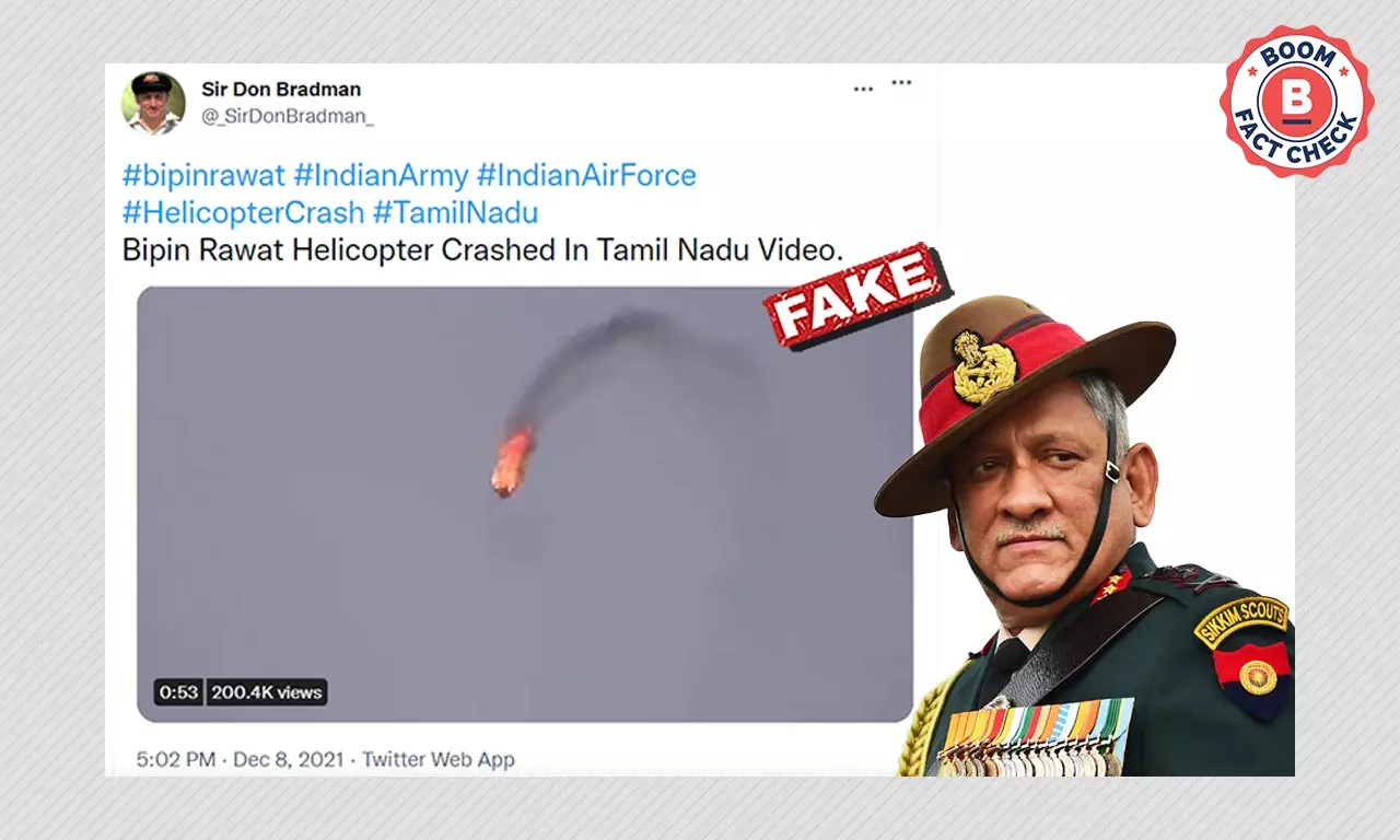 Video From Syria Peddled As Fatal Crash That Killed CDS Bipin Rawat