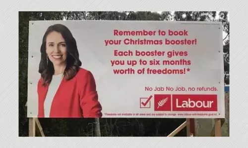 No Jab, No Job Billboard Featuring NZ PM Jacinda Ardern Is Fake