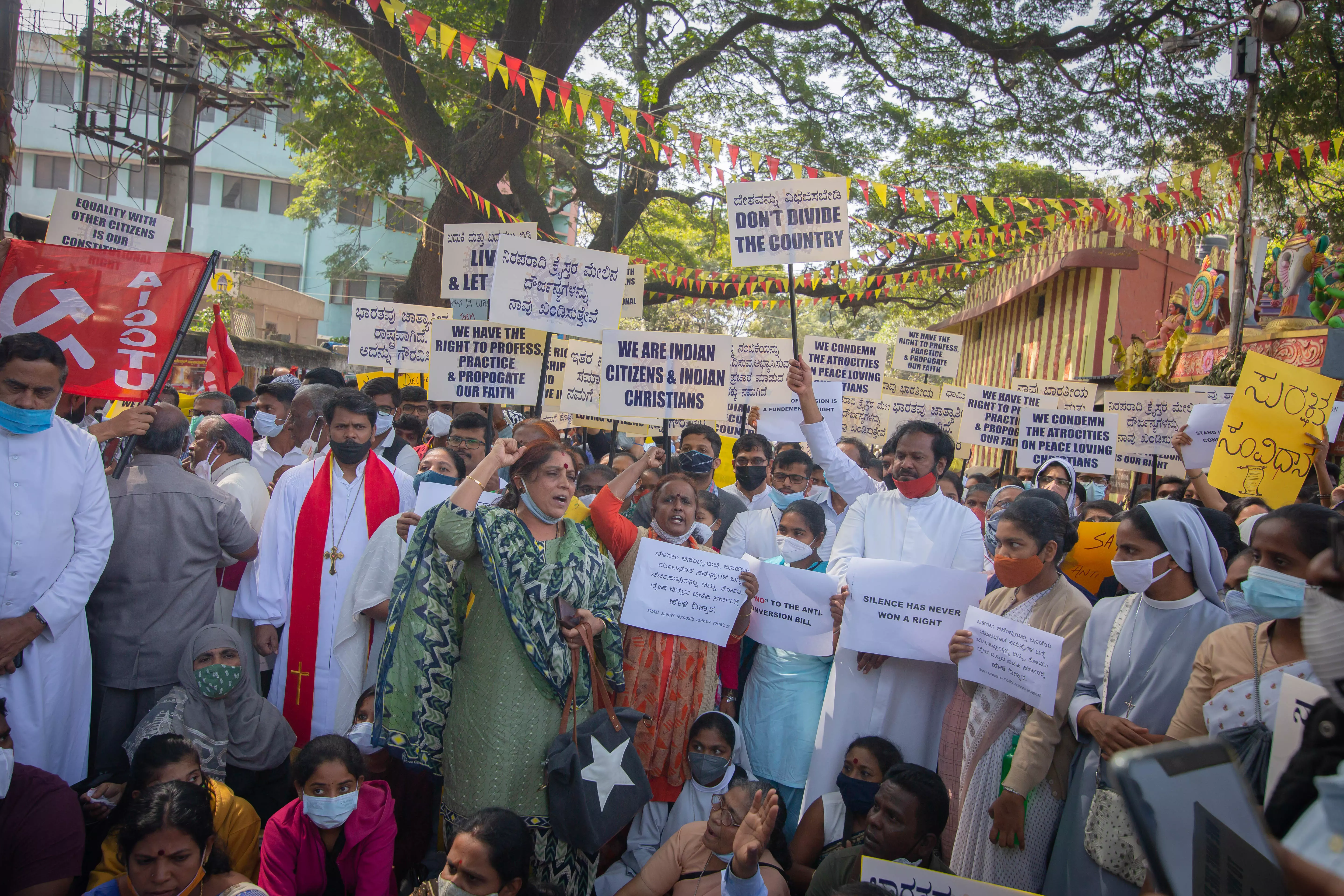 Christians in Bangalore protest against the anti conversion bill and the rising attacks on the community Christians in Bangalore protest against the anti conversion bill and the rising attacks on the community