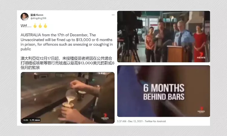 Unvaccinated Australians Will Not Be Fined For Sneezing In Public