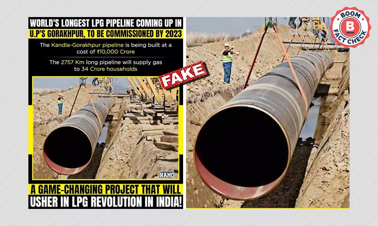 Old Photo Of A Gas Pipeline From Germany Peddled As Gorakhpur, Uttar Pradesh