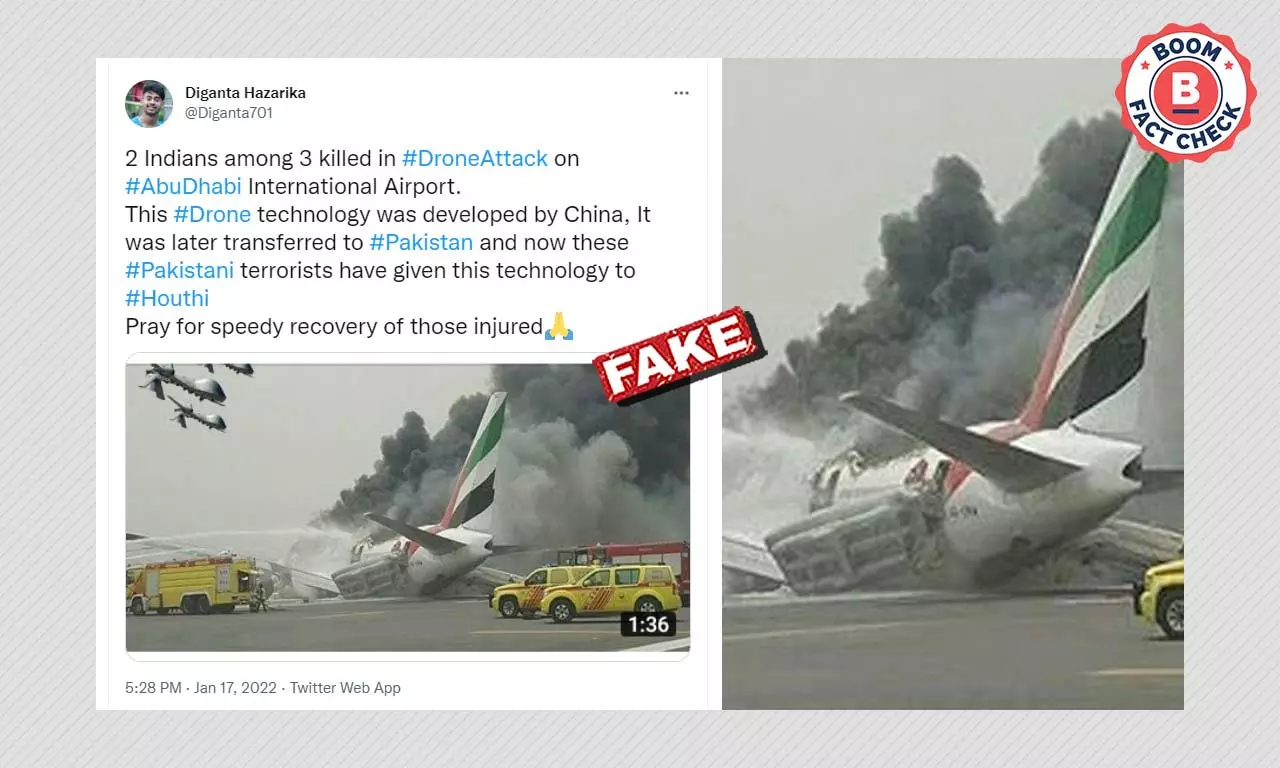2016 Dubai Plane Crash Photo Passed Off As Abu Dhabi Drone Strike