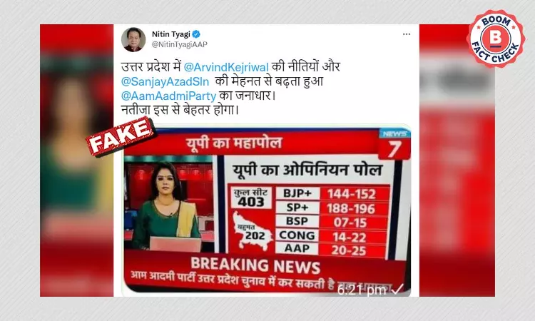 Opinion Poll Graphic Predicting AAP To Win 25 Seats In UP Is Morphed