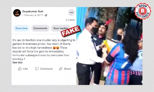Video Of Woman Snatching Bharat Mata Photo Frame Shared With Communal Spin