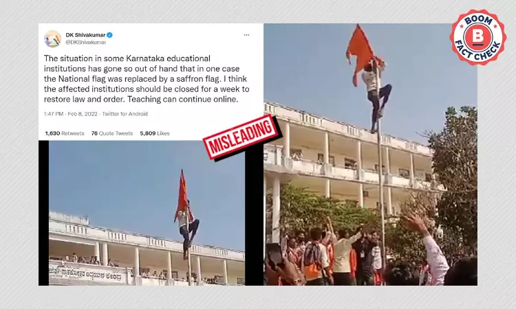 No, Indian Flag Not Replaced By Saffron Flag In Karnatakas Shivamogga