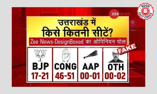 Fake Zee Opinion Poll Predicts Congress Win In Uttarakhand