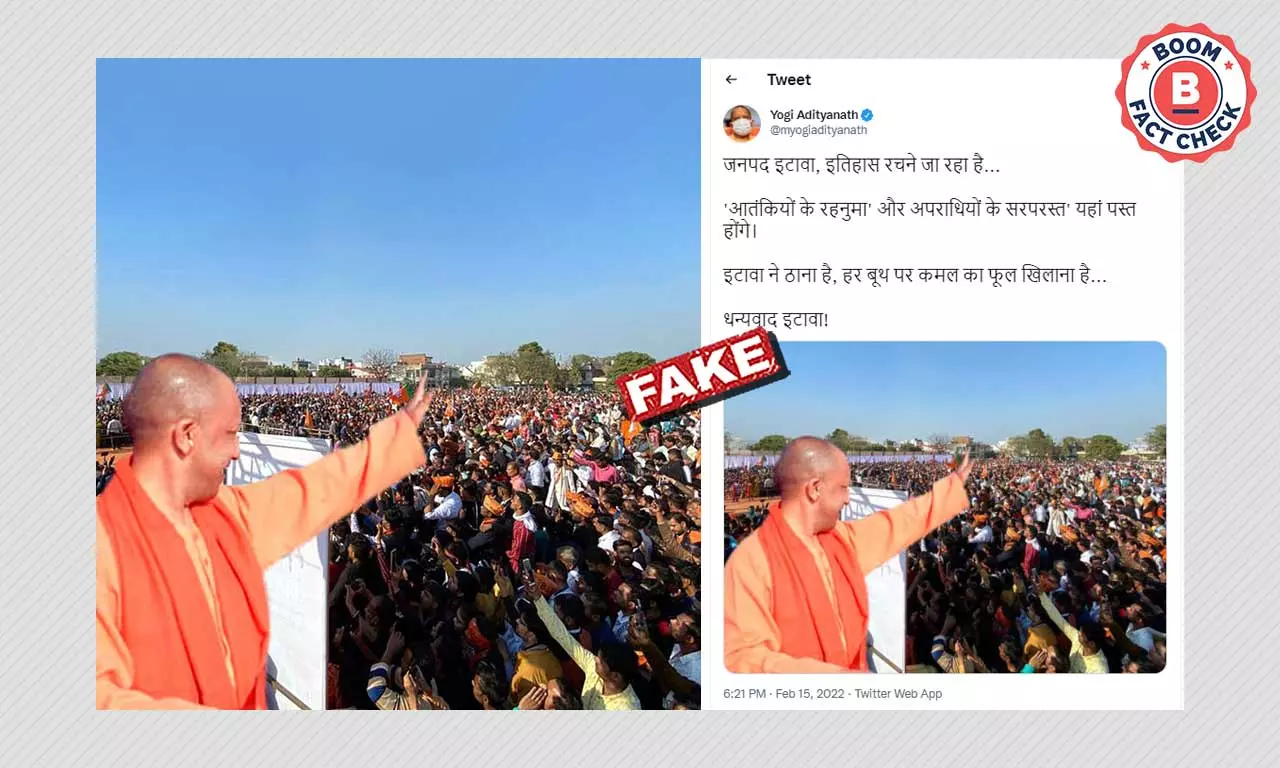Yogi Adityanath Account Tweets Morphed Photo As Etawah Rally