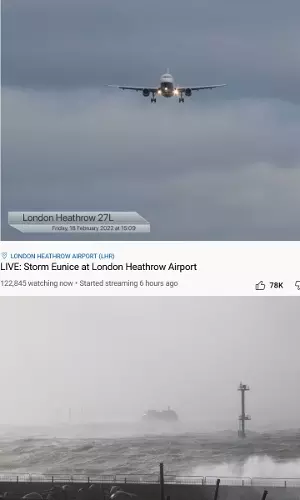 As Storm Eunice Hits UK, Brits Pass Time Watching Planes Struggling To Land At Heathrow Airport