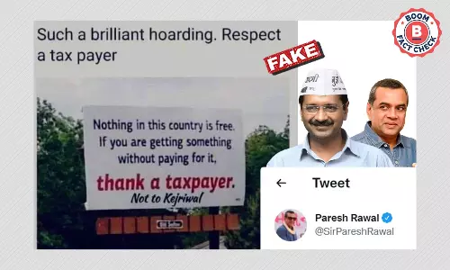 Morphed Billboard Photo Falsely Targets Arvind Kejriwal On Freebies