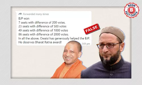 Fake Message Claims BJP Won 165 Seats In UP With Fewer Than 2000 Votes