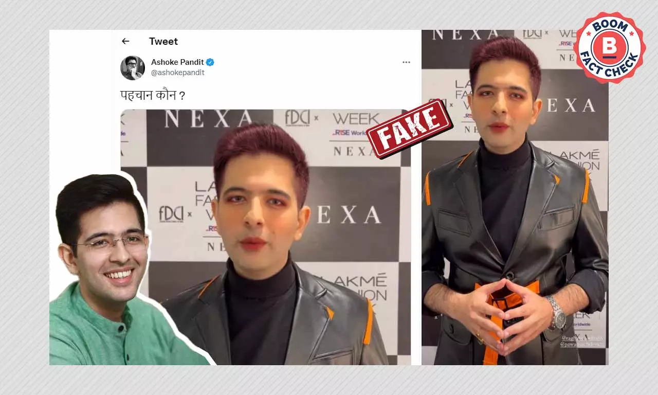 Photo Of AAP Leader Raghav Chadha With Makeup At Fashion Week Is Morphed