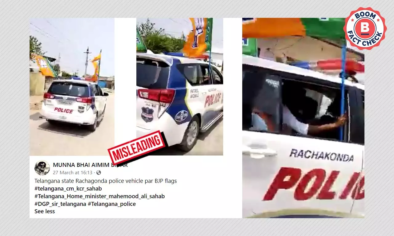 Video Showing BJP Flags Inside Telangana Police Car Shared With False Claim