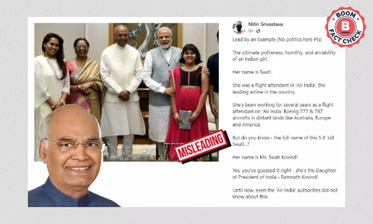 President Kovinds Daughter Moving To Ground Duties At Air India Is Not Recent