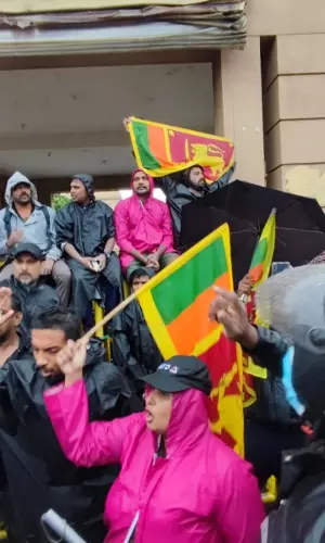 Protests Against Gotabaya Govt Continue In Sri Lanka Amid Heavy Downpour