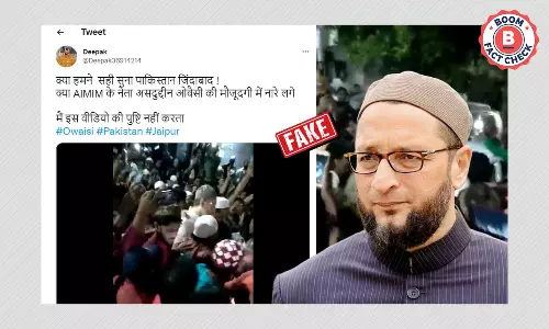 No, Asaduddin Owaisi Supporters Did Not Chant Pakistan Zindabad In Jaipur