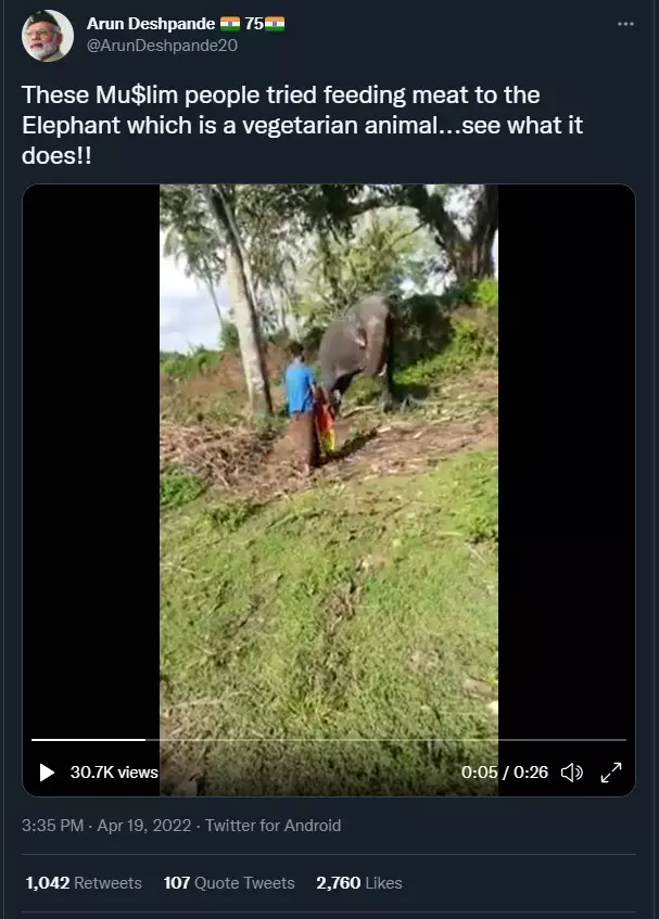 Did A Muslim Man In Kerala Feed Meat To An Elephant? A FactCheck | BOOM Did A Muslim Man In Kerala Feed Meat To An Elephant? A FactCheck | BOOM