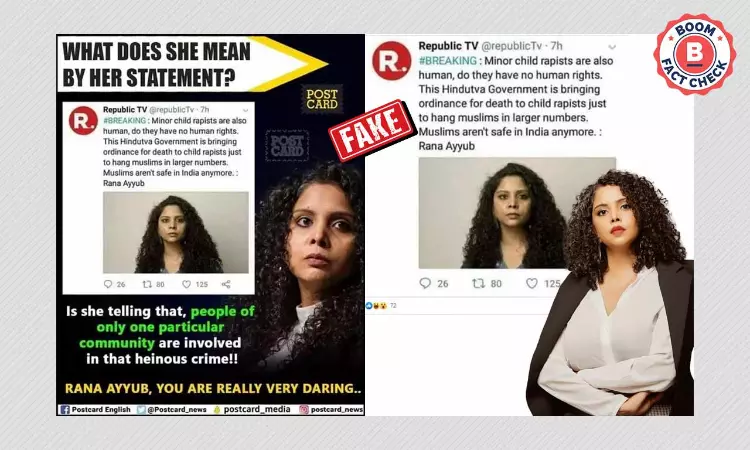 Did Journalist Rana Ayyub Defend Minor Child Rapists? A FactCheck