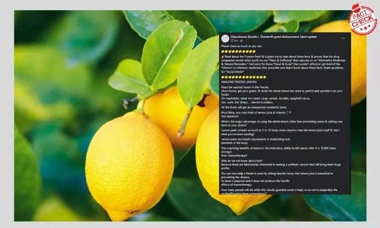 Lemons Cure Cancer And Are Better Than Chemotherapy? False Claim Viral