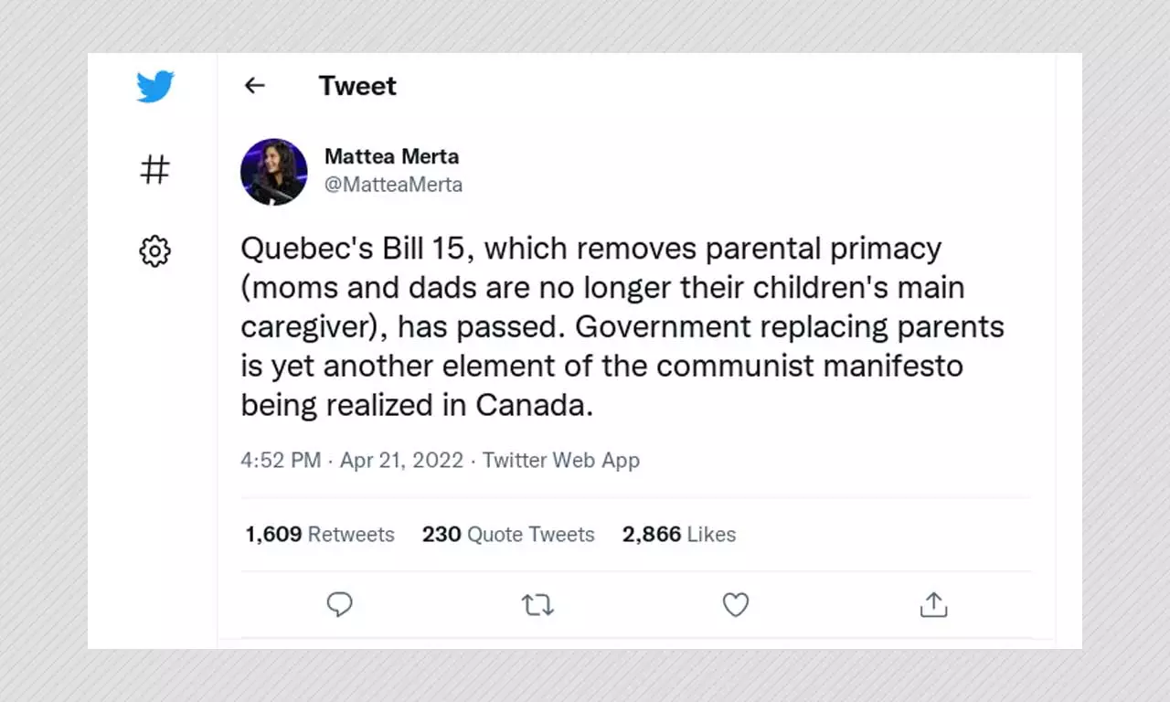 Quebec Has Not Passed Law Reducing Parents Rights Over Their Children