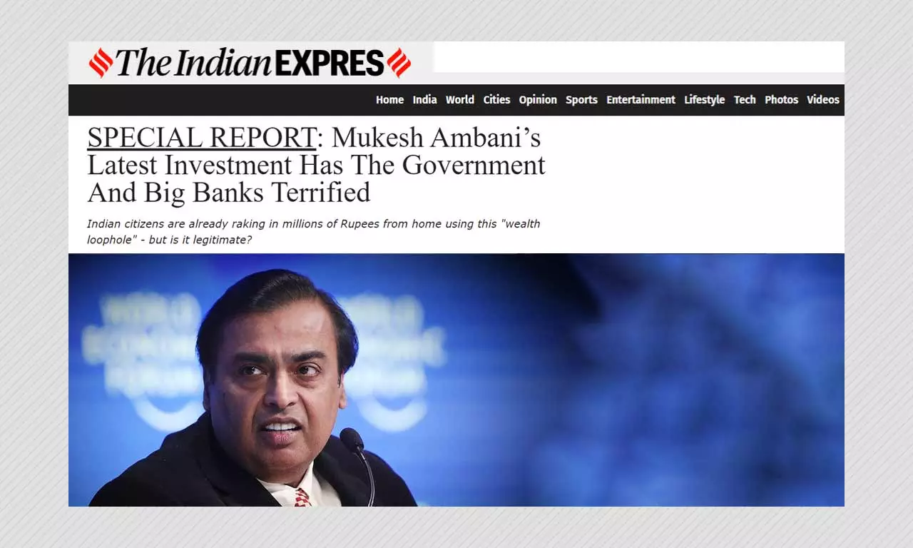 Bitcoin Scam Mimics The Indian Express, Claims Mukesh Ambani Investment BOOM picture