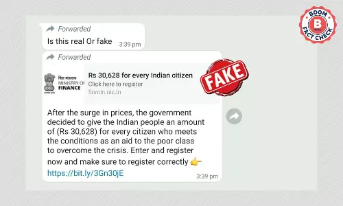 Fake Message Claims Government To Give ₹30,628 For Overcoming Inflation
