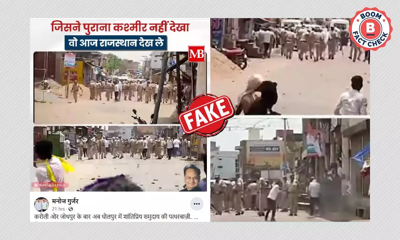 Video Of Stone Pelting On Raj Police Shared With False Communal Claim