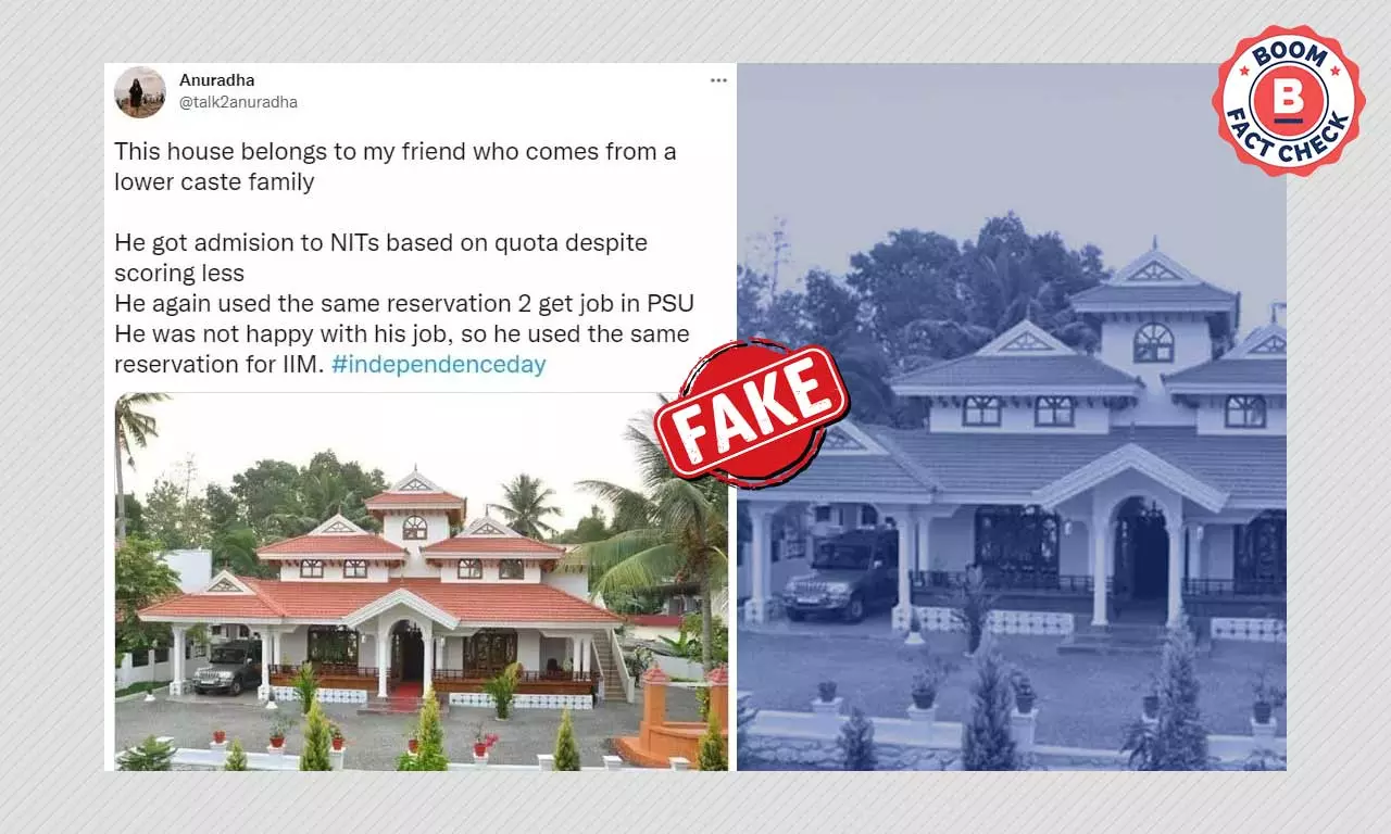 Photo Of Kerala Bungalow Peddled With Fake Anti-Reservation Spin Photo Of Kerala Bungalow Peddled With Fake Anti-Reservation Spin
