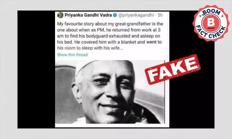 Priyanka Gandhi Vadras Old Tweet Photoshopped To Malign Jawaharlal Nehru