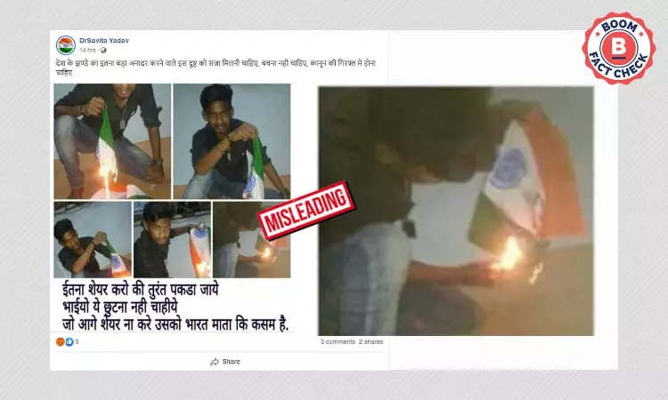 Photo Of Youth Burning Tricolour Is From 2016
